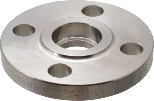 Merit Brass - 1" Pipe, 4-1/4" OD, Stainless Steel, Socket Weld Pipe Flange - 3-1/8" Across Bolt Hole Centers, 5/8" Bolt Hole, 150 psi, Grades 304 & 304L - Eagle Tool & Supply