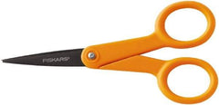 Fiskars - 1-13/16" LOC, 4-15/16" OAL Coated Stainless Steel Non Stick Scissors - Ambidextrous, Plastic Straight Handle, For General Purpose Use - Eagle Tool & Supply