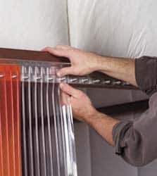 Aleco - 3' Door Width x 7' Door Height Vinyl Clear Smooth Strip Door Kit - 8" Strip Width x 0.08" Strip Thickness, 50% Overlap - Eagle Tool & Supply
