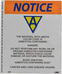 NMC - 8" Long x 10" Wide, Pressure-Sensitive Vinyl Safety Sign - Rectangle, 0.004" Thick, Use for Hazardous Materials - Eagle Tool & Supply