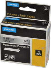 Rhino - 216" Long, Metallized Silver Polyester Metallized Tape - For DYMO Brand Labeling Equipment Designed for "D1" Tapes (Check Width Compatibility) - Eagle Tool & Supply