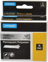 Rhino - 216" Long, Metallized Silver Polyester Metallized Tape - For DYMO Brand Labeling Equipment Designed for "D1" Tapes (Check Width Compatibility) - Eagle Tool & Supply