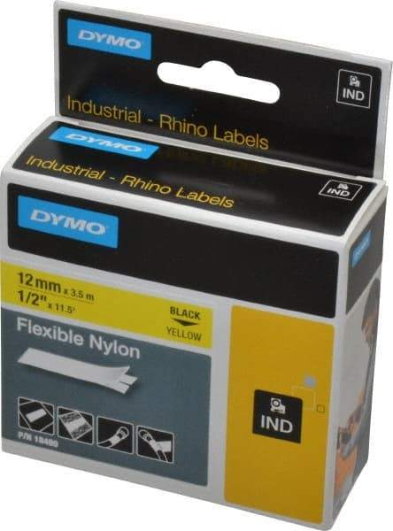 Rhino - 138" Long, Yellow Nylon Flexible Tape - For DYMO Brand Labeling Equipment Designed for "D1" Tapes (Check Width Compatibility) - Eagle Tool & Supply