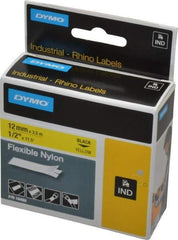 Rhino - 138" Long, Yellow Nylon Flexible Tape - For DYMO Brand Labeling Equipment Designed for "D1" Tapes (Check Width Compatibility) - Eagle Tool & Supply