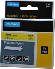 Rhino - 138" Long, Yellow Nylon Flexible Tape - For DYMO Brand Labeling Equipment Designed for "D1" Tapes (Check Width Compatibility) - Eagle Tool & Supply