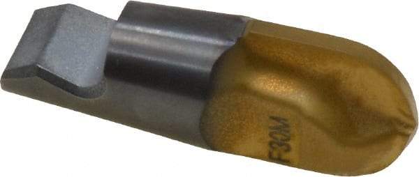 Seco - MM12 MD05 Grade F30M Carbide End Milling Tip Insert - TiAlN/TiN Finish, 2 Flutes, 0.472" Cutting Diam, 0.483" Depth of Cut, 0.556" Extension, 0.236" Cnr Rad - Eagle Tool & Supply