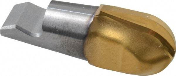 Seco - MM12 M05 Grade F30M Carbide End Milling Tip Insert - TiAlN/TiN Finish, 2 Flutes, 1/2" Cutting Diam, 0.555" Depth of Cut, 0.627" Extension, 1/4" Cnr Rad - Eagle Tool & Supply