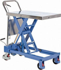 Vestil - 750 Lb Capacity Manual Scissor Elevating Cart - 15-1/2" to 35-1/2" Lift Height, 32" Platform Length x 19-3/4" Platform Width - Eagle Tool & Supply