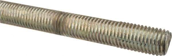 Made in USA - 3/4-10 UNC (Coarse), 2' Long, Low Carbon Steel Threaded Rod - Zinc-Plated Finish, Right Hand Thread - Eagle Tool & Supply