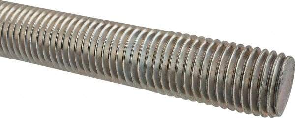 Made in USA - 1-8 UNC (Coarse), 2' Long, Low Carbon Steel Threaded Rod - Zinc-Plated Finish, Right Hand Thread - Eagle Tool & Supply