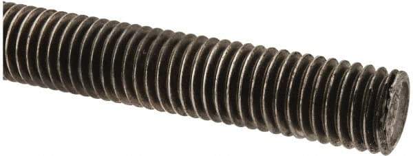 Made in USA - 9/16-12 UNC (Coarse), 3' Long, Low Carbon Steel Threaded Rod - Oil Finish Finish, Right Hand Thread - Eagle Tool & Supply