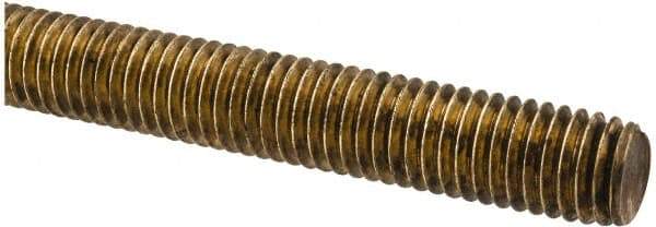 Made in USA - 1/2-13 UNC (Coarse), 2' Long, Brass Threaded Rod - Right Hand Thread - Eagle Tool & Supply