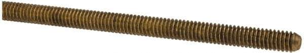 Made in USA - #8-32 UNC (Coarse), 3' Long, Brass Threaded Rod - Right Hand Thread - Eagle Tool & Supply