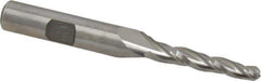 Made in USA - 1.5° Taper Angle per Side, 3/16" Small End Diam, 1-1/4" LOC, High Speed Steel 3 Flute Tapered Ball End Mill - 3-1/8" OAL, 3/8" Shank Diam - Eagle Tool & Supply