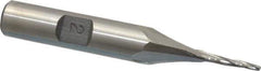 Made in USA - 2° Taper Angle per Side, 1/16" Small End Diam, 1/2" LOC, High Speed Steel 3 Flute Tapered Ball End Mill - 2-5/8" OAL, 3/8" Shank Diam - Eagle Tool & Supply