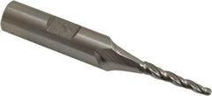 Made in USA - 2° Taper Angle per Side, 3/32" Small End Diam, 3/4" LOC, High Speed Steel 3 Flute Tapered Ball End Mill - 2-1/2" OAL, 3/8" Shank Diam - Eagle Tool & Supply