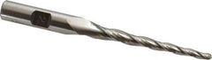 Made in USA - 2° Taper Angle per Side, 1/8" Small End Diam, 2" LOC, High Speed Steel 3 Flute Tapered Ball End Mill - 3-7/8" OAL, 3/8" Shank Diam - Eagle Tool & Supply