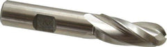 Made in USA - 2° Taper Angle per Side, 1/2" Small End Diam, 1-1/4" LOC, High Speed Steel 3 Flute Tapered Ball End Mill - 3-1/8" OAL, 1/2" Shank Diam - Eagle Tool & Supply