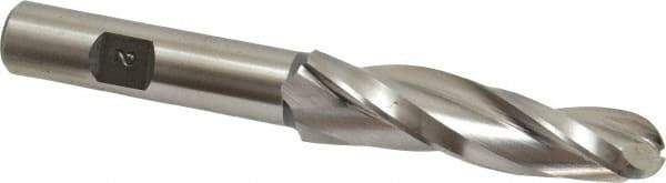 Made in USA - 2° Taper Angle per Side, 1/2" Small End Diam, 2-1/4" LOC, High Speed Steel 3 Flute Tapered Ball End Mill - 4-1/4" OAL, 1/2" Shank Diam - Eagle Tool & Supply