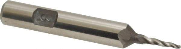 Made in USA - 3° Taper Angle per Side, 1/16" Small End Diam, 1/2" LOC, High Speed Steel 3 Flute Tapered Ball End Mill - 2-5/8" OAL, 3/8" Shank Diam - Eagle Tool & Supply