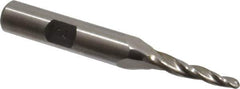 Made in USA - 3° Taper Angle per Side, 1/8" Small End Diam, 1" LOC, High Speed Steel 3 Flute Tapered Ball End Mill - 2-7/8" OAL, 3/8" Shank Diam - Eagle Tool & Supply