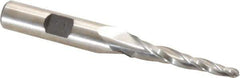 Made in USA - 3° Taper Angle per Side, 1/8" Small End Diam, 1-1/4" LOC, High Speed Steel 3 Flute Tapered Ball End Mill - 3-1/8" OAL, 3/8" Shank Diam - Eagle Tool & Supply