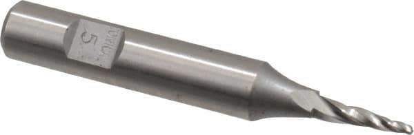 Made in USA - 5° Taper Angle per Side, 1/16" Small End Diam, 1/2" LOC, High Speed Steel 3 Flute Tapered Ball End Mill - 2-5/8" OAL, 3/8" Shank Diam - Eagle Tool & Supply