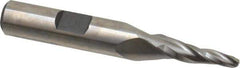 Made in USA - 5° Taper Angle per Side, 1/8" Small End Diam, 3/4" LOC, High Speed Steel 3 Flute Tapered Ball End Mill - 2-1/2" OAL, 3/8" Shank Diam - Eagle Tool & Supply