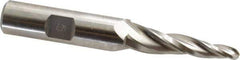 Made in USA - 5° Taper Angle per Side, 3/16" Small End Diam, 1-1/2" LOC, High Speed Steel 3 Flute Tapered Ball End Mill - 3-1/8" OAL, 1/2" Shank Diam - Eagle Tool & Supply