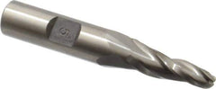 Made in USA - 5° Taper Angle per Side, 1/4" Small End Diam, 1" LOC, High Speed Steel 3 Flute Tapered Ball End Mill - 2-7/8" OAL, 1/2" Shank Diam - Eagle Tool & Supply