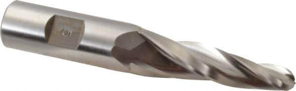 Made in USA - 5° Taper Angle per Side, 3/8" Small End Diam, 2-1/4" LOC, High Speed Steel 3 Flute Tapered Ball End Mill - 4-1/4" OAL, 3/4" Shank Diam - Eagle Tool & Supply