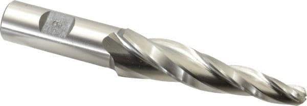 Made in USA - 5° Taper Angle per Side, 3/8" Small End Diam, 3-1/4" LOC, High Speed Steel 3 Flute Tapered Ball End Mill - 5-1/2" OAL, 3/4" Shank Diam - Eagle Tool & Supply