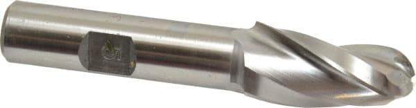 Made in USA - 5° Taper Angle per Side, 1/2" Small End Diam, 1-1/4" LOC, High Speed Steel 3 Flute Tapered Ball End Mill - 3-1/8" OAL, 1/2" Shank Diam - Eagle Tool & Supply
