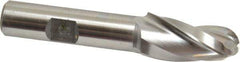 Made in USA - 5° Taper Angle per Side, 1/2" Small End Diam, 1-1/4" LOC, High Speed Steel 3 Flute Tapered Ball End Mill - 3-1/8" OAL, 1/2" Shank Diam - Eagle Tool & Supply