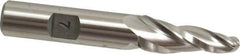 Made in USA - 7° Taper Angle per Side, 1/4" Small End Diam, 1-1/4" LOC, High Speed Steel 3 Flute Tapered Ball End Mill - 3-1/8" OAL, 1/2" Shank Diam - Eagle Tool & Supply