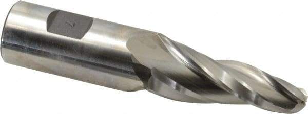 Made in USA - 7° Taper Angle per Side, 1/2" Small End Diam, 2-1/4" LOC, High Speed Steel 3 Flute Tapered Ball End Mill - 4-3/4" OAL, 1" Shank Diam - Eagle Tool & Supply