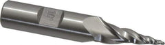 Made in USA - 10° Taper Angle per Side, 1/16" Small End Diam, 1" LOC, High Speed Steel 3 Flute Tapered Ball End Mill - 2-7/8" OAL, 3/8" Shank Diam - Eagle Tool & Supply
