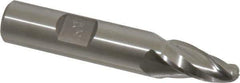 Made in USA - 10° Taper Angle per Side, 1/4" Small End Diam, 3/4" LOC, High Speed Steel 3 Flute Tapered Ball End Mill - 2-1/2" OAL, 1/2" Shank Diam - Eagle Tool & Supply