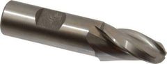Made in USA - 10° Taper Angle per Side, 1/2" Small End Diam, 1-1/4" LOC, High Speed Steel 3 Flute Tapered Ball End Mill - 3-3/8" OAL, 3/4" Shank Diam - Eagle Tool & Supply