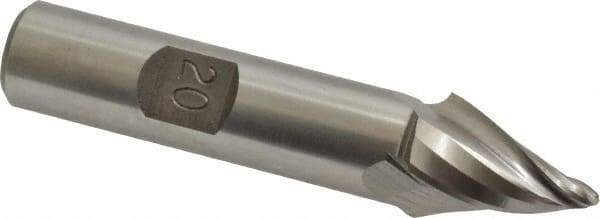 Made in USA - 20° Taper Angle per Side, 3/32" Small End Diam, 3/4" LOC, High Speed Steel 3 Flute Tapered Ball End Mill - 2-3/4" OAL, 1/2" Shank Diam - Eagle Tool & Supply