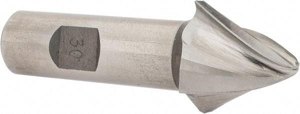 Made in USA - 30° Taper Angle per Side, 1/4" Small End Diam, 1" LOC, High Speed Steel 4 Flute Tapered Ball End Mill - 3" OAL, 3/4" Shank Diam - Eagle Tool & Supply