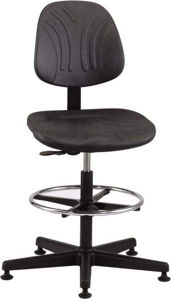 Bevco - 21 to 31" High Adjustable Chair - 27" Wide x 27" Deep, Polyurethane Seat, Black - Eagle Tool & Supply