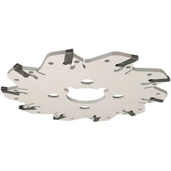 Iscar - Arbor Hole Connection, 0.132" Cutting Width, 1.53" Depth of Cut, 6.3" Cutter Diam, 1-1/2" Hole Diam, 10 Tooth Indexable Slotting Cutter - GM Toolholder, GIM, GIMY, GIP Insert, Right Hand Cutting Direction - Eagle Tool & Supply
