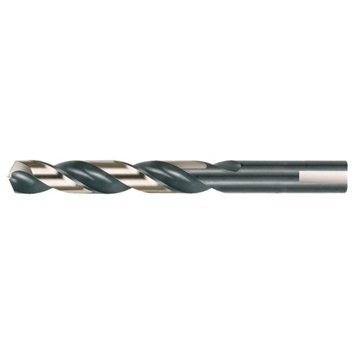21/64 RHS / RHC HSS 135 Degree Split Point Heavy Duty Mechanics Length Drill - Black & Gold - Exact Industrial Supply