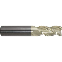 ProMax - 1/2" Diam, 1-1/4" LOC, 3 Flute Solid Carbide Roughing & Finishing Corner Radius End Mill - ZrN Finish, 3" OAL, 1/2" Shank Diam, Weldon Shank, 40° Helix, Centercutting, Regular Length - Eagle Tool & Supply