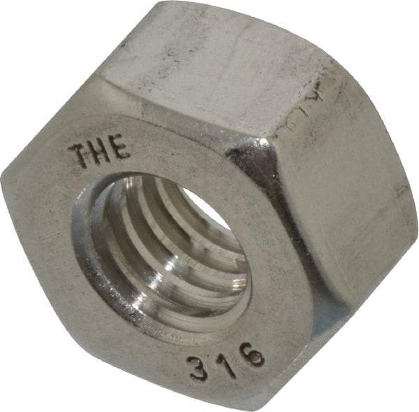 Value Collection - 3/8-16 UNC Stainless Steel Right Hand Heavy Hex Nut - 11/16" Across Flats, 23/64" High, Uncoated - Eagle Tool & Supply