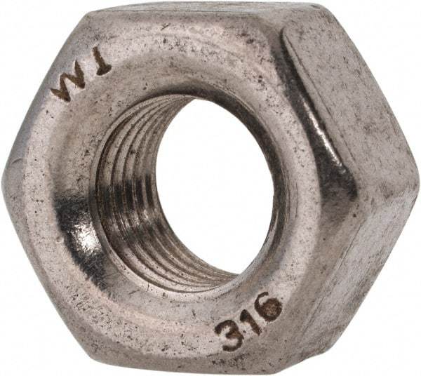 Value Collection - 7/16-20 UNF Stainless Steel Right Hand Heavy Hex Nut - 3/4" Across Flats, 27/64" High, Uncoated - Eagle Tool & Supply