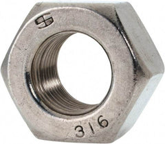 Value Collection - 5/8-18 UNF Stainless Steel Right Hand Heavy Hex Nut - 1-1/16" Across Flats, 39/64" High, Uncoated - Eagle Tool & Supply