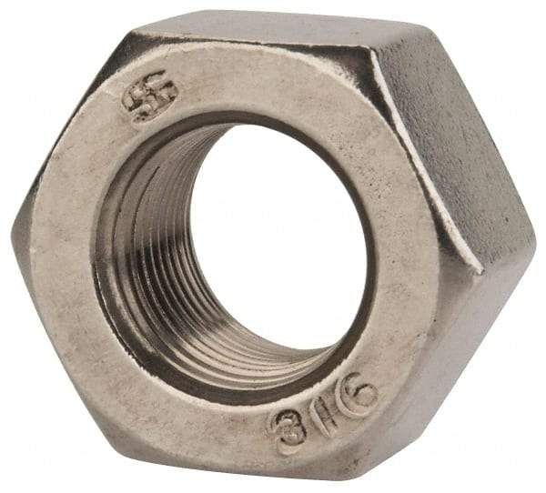 Value Collection - 3/4-16 UNF Stainless Steel Right Hand Heavy Hex Nut - 1-1/4" Across Flats, 47/64" High, Uncoated - Eagle Tool & Supply