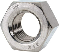 Value Collection - 7/8-9 UNC Stainless Steel Right Hand Heavy Hex Nut - 1-7/16" Across Flats, 55/64" High, Uncoated - Eagle Tool & Supply